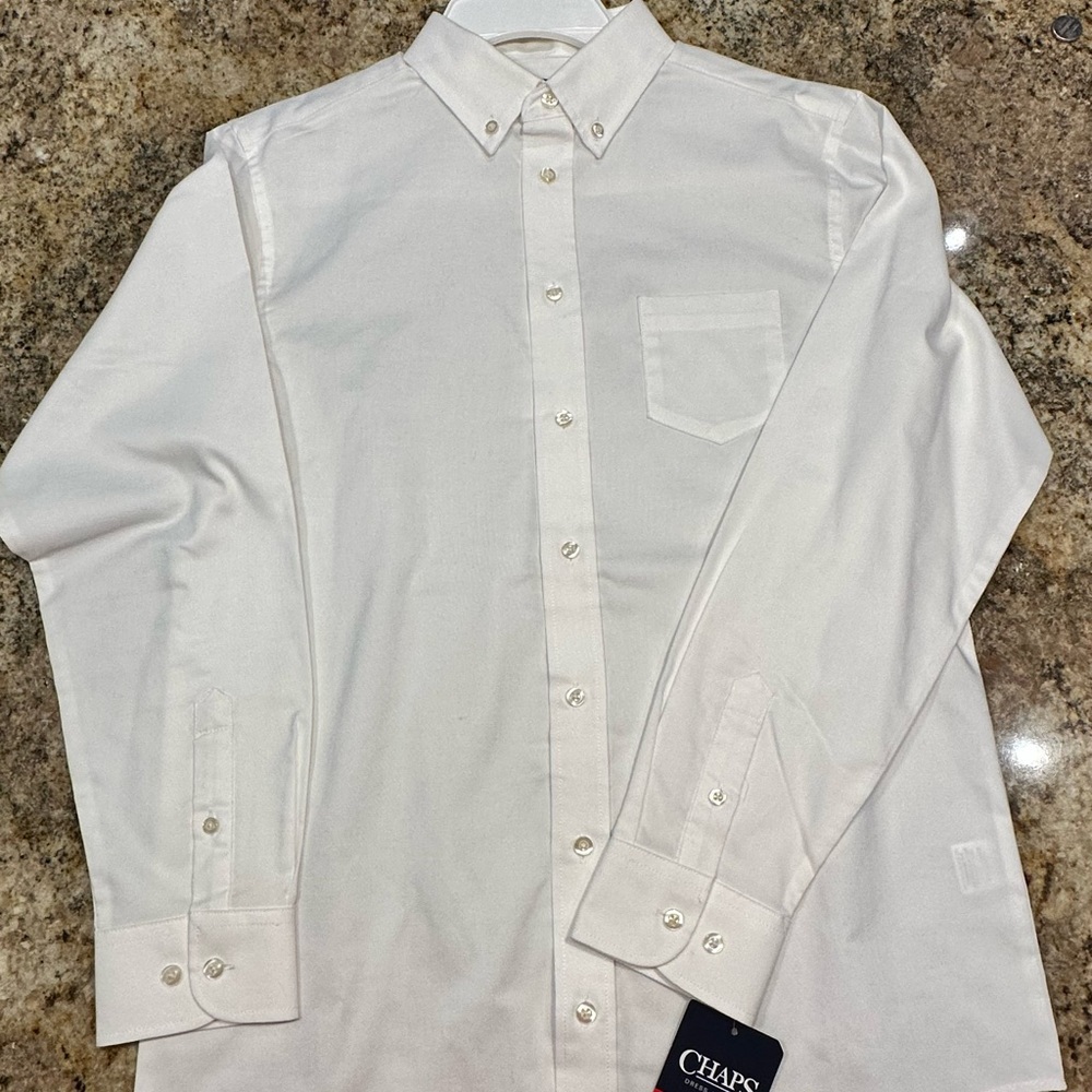 NWT - Boy’s Chaps Buttoned Down White LS Dress Shirt - Size: Large 14/16 Boys